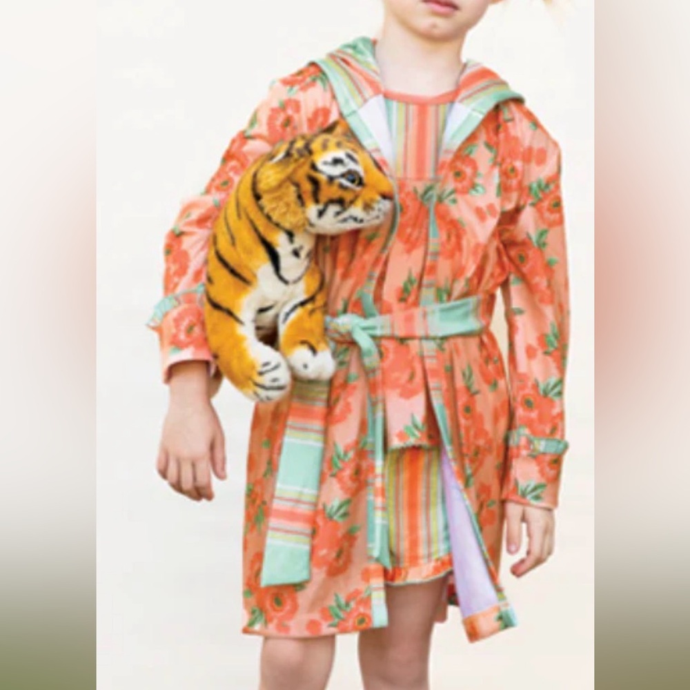 Matilda Jane Girls Summer Showers Robe Orange Floral Kids Pajamas Fun Playful